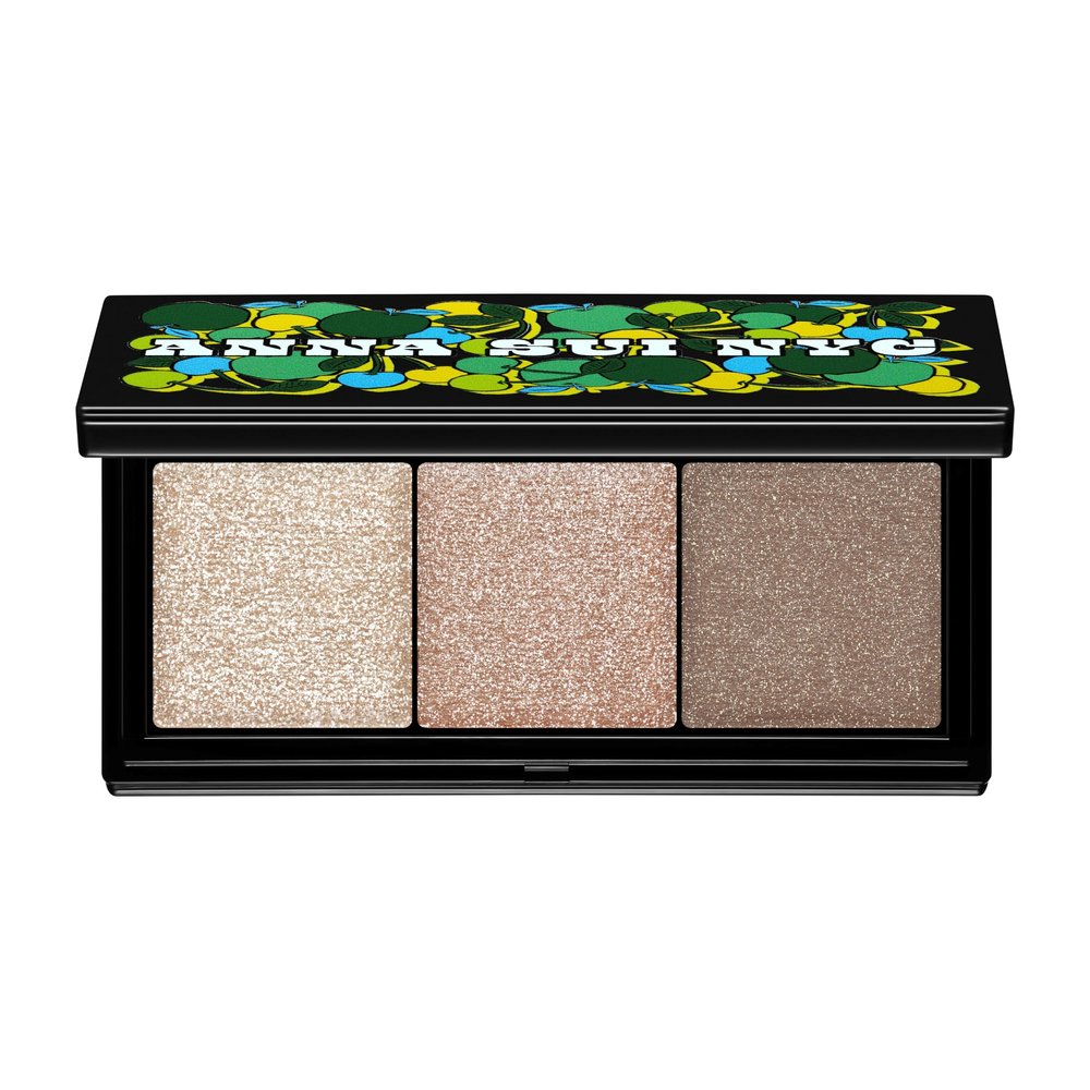 ANNA SUI 3-Color Palette, Sheer & Layerable Eye & Cheek Makeup, Natural Muted Shades with Pearl Shimmer, Lightweight Blendable Texture, Compact Case, 04 Enchanting palette with soft greige, 0.26 oz