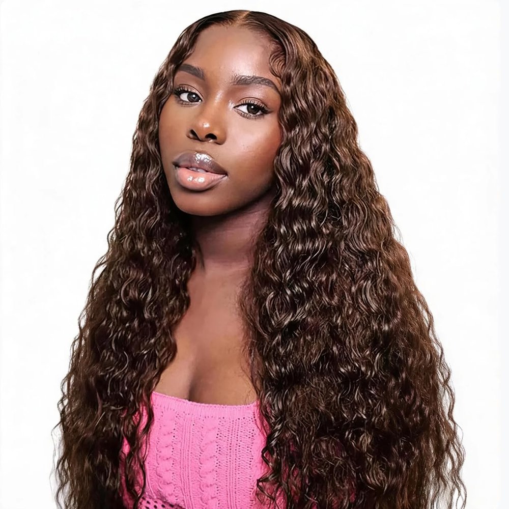 Dark Brown Human Hair Bundles Deep Wave Brown Bundles Human Hair 3 Bundles 20 22 24 Inch Brazilian Virgin Sew-in Human Hair Weave for Black Woman Color #4