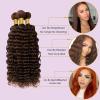 Dark Brown Human Hair Bundles Deep Wave Brown Bundles Human Hair 3 Bundles 20 22 24 Inch Brazilian Virgin Sew-in Human Hair Weave for Black Woman Color #4 view 3