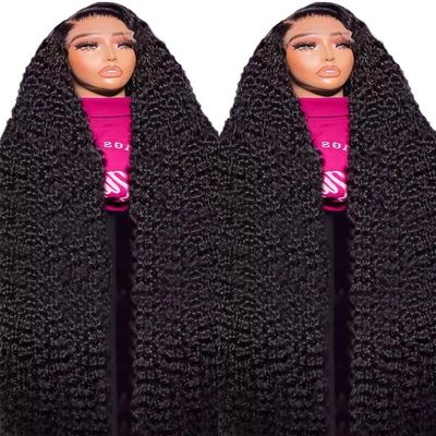 wigs 300% Density Curly Wig 40 50 Inch 13x6 13x4 HD Lace Frontal Human Hair Wig Brazilian 360 Full Lace Front Deep Wave Wig For Women hairpiece(250%,13X6 LACE WIG_24INCHES)