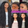 wigs 300% Density Curly Wig 40 50 Inch 13x6 13x4 HD Lace Frontal Human Hair Wig Brazilian 360 Full Lace Front Deep Wave Wig For Women hairpiece(250%,13X6 LACE WIG_24INCHES) view 3