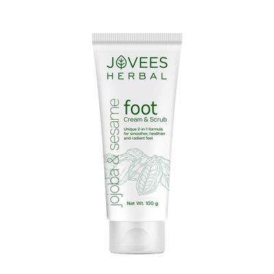 Jovees Herbal Foot Care Cream & Scrub For Rough, Dry and Cracked Heel | 2-in-1 Formula For Moisturizes | Feet Cream For Heel Repair With Jojoba & Sesame | Suits both Men/Women 3.5 ounce.