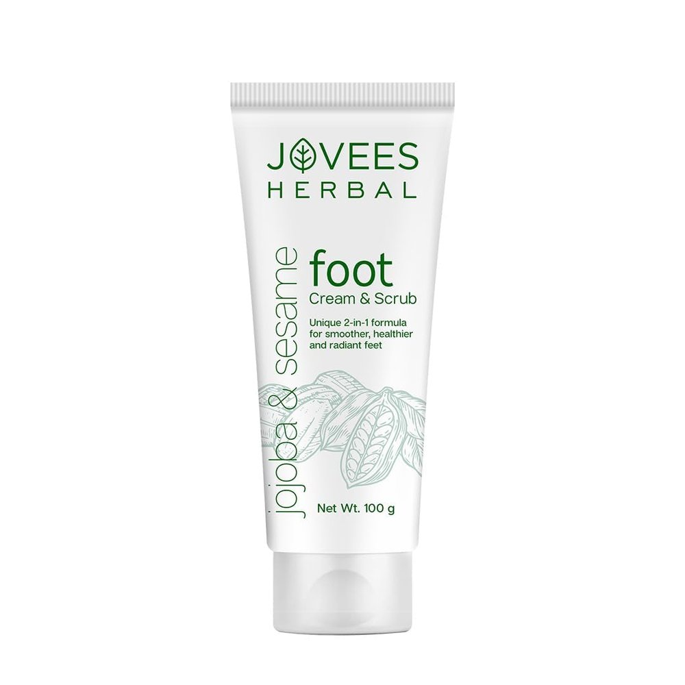 Jovees Herbal Foot Care Cream & Scrub For Rough, Dry and Cracked Heel | 2-in-1 Formula For Moisturizes | Feet Cream For Heel Repair With Jojoba & Sesame | Suits both Men/Women 3.5 ounce.