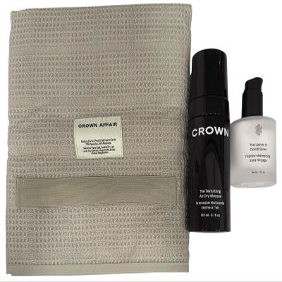 Crown Affair The Air Dry Ritual 3-Piece Hair Care Set with Leave-In Conditioner (1.7 fl. oz), Texturizing Air Dry Mousse (5.1 fl. oz), and Microfiber Hair Towel