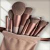 13Pcs Brown Makeup Brush Set With Luxury Travel Pouch - Soft Fluffy Brushes For All Makeup Steps, Perfect For Summer Travel/Vacation/Beach. view 1