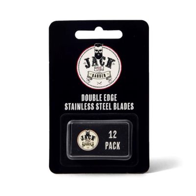 Jack the Barber Double Edge Safety Razor Blades, Stainless Steel, 12-Pack, For All Skin Types, Smooth Close Shave