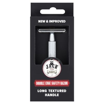 Jack the Barber Double Edge Safety Razor, Chrome, 3-Piece Construction, Men's, Closed Comb Design, Single Blade, Weighted Precision Head