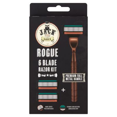 Jack The Barber Men Razors For Shaving 6 Blade Razor Kit, Cartridge Razors For Men Multi-Blade Metal Handle, Alternative To 4 Blade Razors For Men