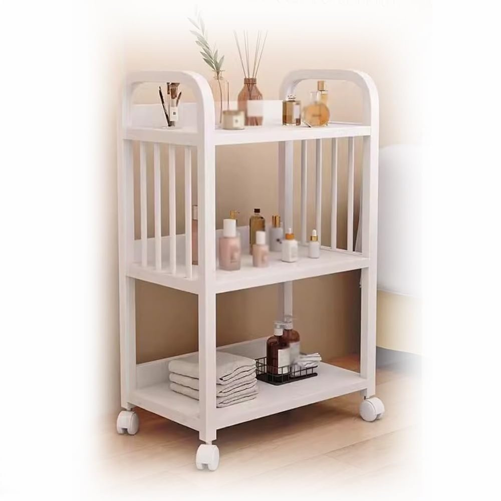 Beauty Salon Trolley, Wooden Rolling Storage Cabinet, Barber Shop Tool Cabinet, Multi-Function Mobile Tool Trolley, Suitable for Beauty Places, Barber Shop(White a)