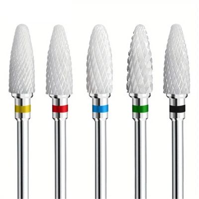 Mozulon 5PCS Professional Ceramic Nail Drill Bits Set -Acrylic Nail File Bits for Shaping