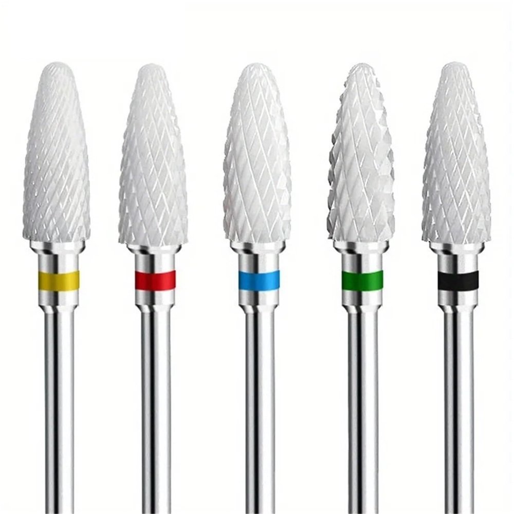 Mozulon 5PCS Professional Ceramic Nail Drill Bits Set -Acrylic Nail File Bits for Shaping