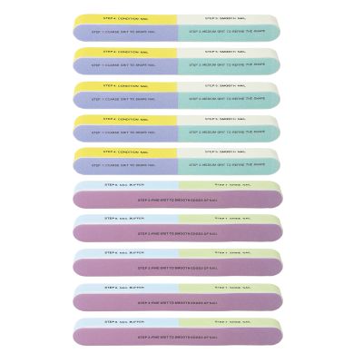 10pcs Reusable Washable Nail File Set, 7 Steps Polishing Nail File for Manicure, Multi Functional Sanding Bar for Acrylic Gel Fake Nails, DIY Nail Care Kit for