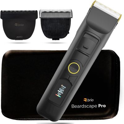 Brio Beardscape V2 Black Bundled with Zero Blade, Body Blade & Pro Travel Case, Featuring Adjustable Ceramic Blade & Length Guards, a Complete Kit for All Your Grooming Needs