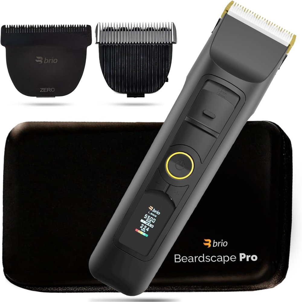 Brio Beardscape V2 Black Bundled with Zero Blade, Body Blade & Pro Travel Case, Featuring Adjustable Ceramic Blade & Length Guards, a Complete Kit for All Your Grooming Needs