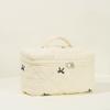4 Pcs Quilted Makeup Bag Embroidered Women Cosmetic Bag for Travel (Black) view 2