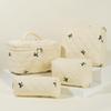 4 Pcs Quilted Makeup Bag Embroidered Women Cosmetic Bag for Travel (Black) view 3