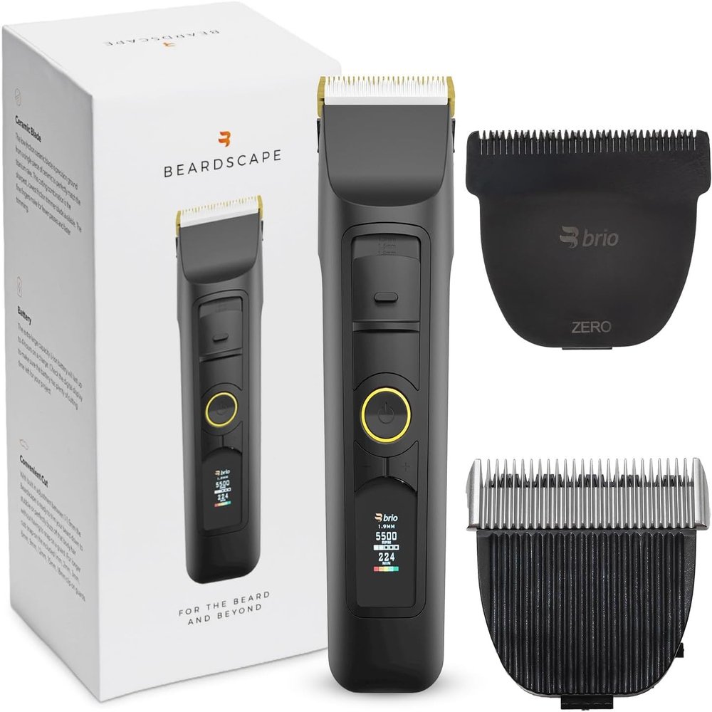 Brio Beardscape V2 Black Bundled with Zero Blade & Body Blade, Featuring Adjustable Ceramic Blade & Length Guards, a Complete Kit for All Your Grooming Needs
