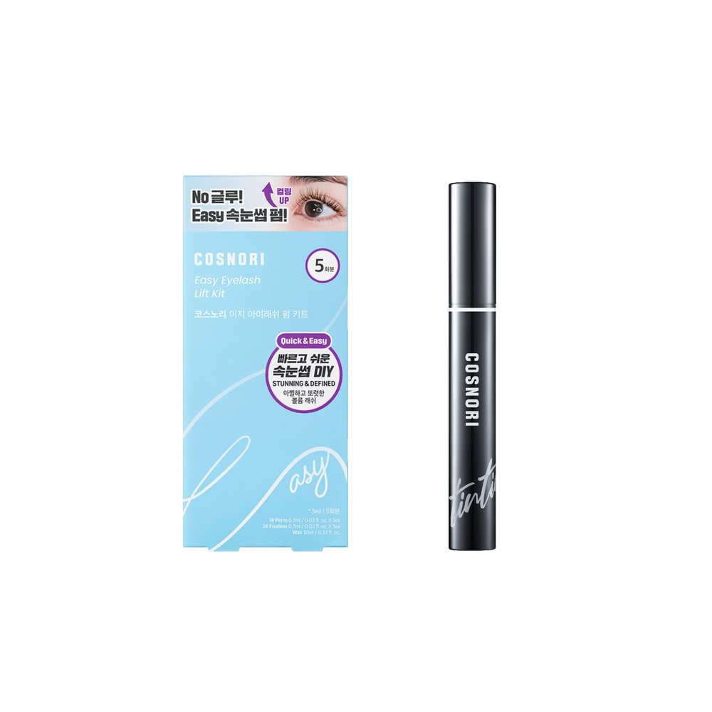 COSNORI Eyelash Lift Kit & Black Lash Serum DIY Lash Perm with No-Glue Rods, Tinted Lash Serum for Natural Mascara Effect