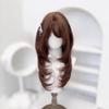 TEDPRBGE Kawaii Lolita Wig Brown Hair Long Straight Wig Layered Wigs with Bangs for Daily Party (Brown) view 4