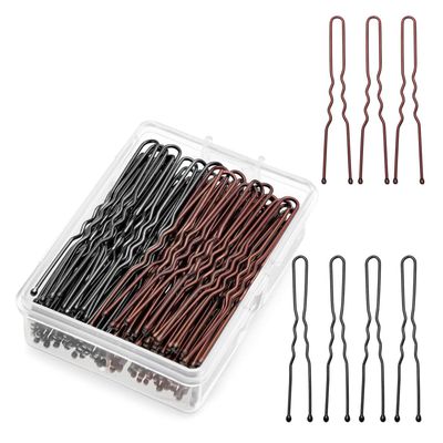YunYunStrap U Shaped Hair Pins 300-900 Count, 2.4 Inch Buns Waved Hair Pins for Updos with Box for Women Lady Girls Bobby Pins