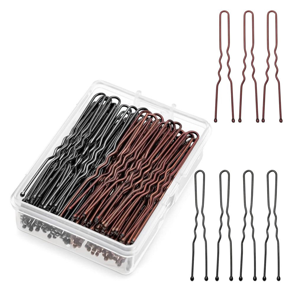 YunYunStrap U Shaped Hair Pins 300-900 Count, 2.4 Inch Buns Waved Hair Pins for Updos with Box for Women Lady Girls Bobby Pins