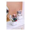 360 Degree Rotating Makeup Brush Holder with Lid, Waterproof Makeup Organizer, White Makeup Brushes Storage Container for Cosmetics view 3