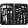 3 Swords Germany - brand quality 16 piece manicure pedicure grooming kit set for professional finger & toe nail care scissors clipper black synthetic leather case, Made in Germany view 1