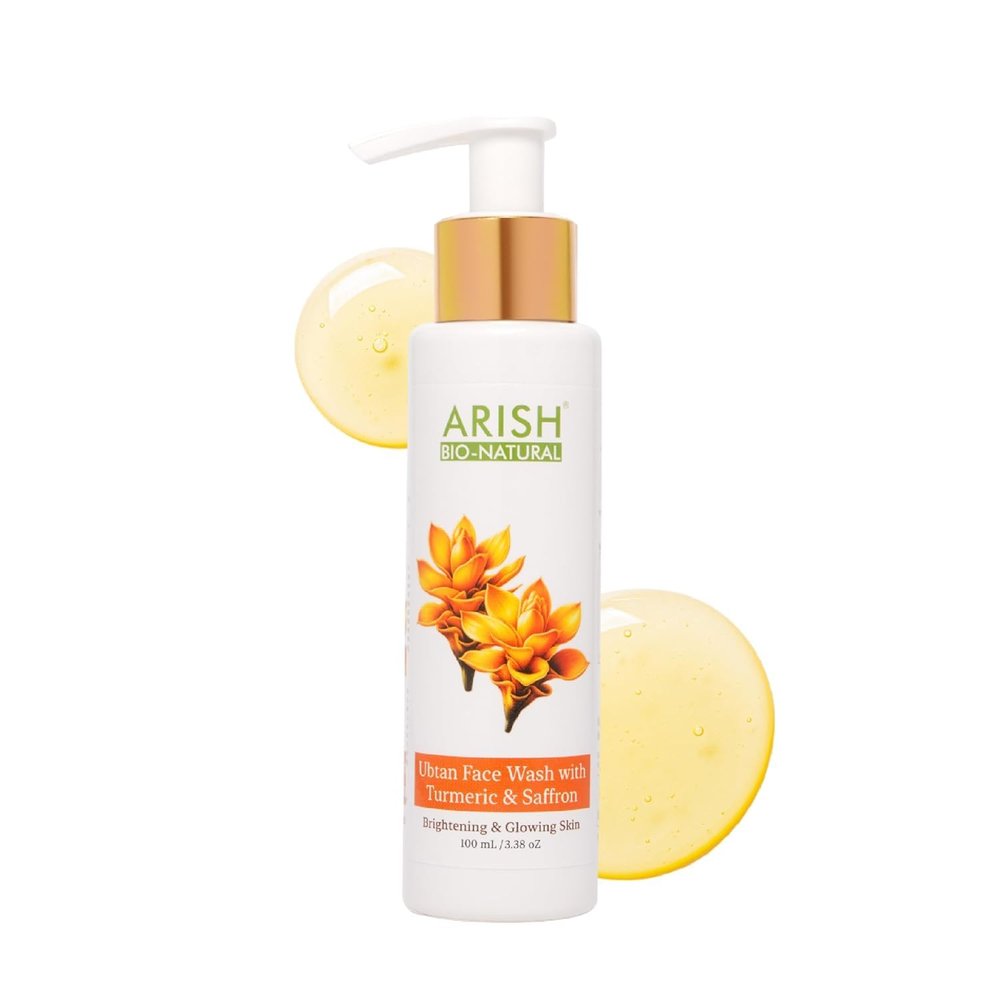 Ari-sh BioNatural Ubtan Face Wash 100 ml | Deep Cleansing & Natural Glow | Reduces Tan & Blemishes | With Turmeric, Saffron & Sandalwood | Gentle Exfoliation & Hydration
