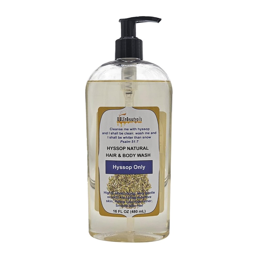 BIBLE N Beautyoils Cleanse Me With Hyssop Natural Hair and Body Wash, Organic Hyssop Infused Shampoo and Body Wash for Nourishing and Refreshing Hair & Body Cleansing