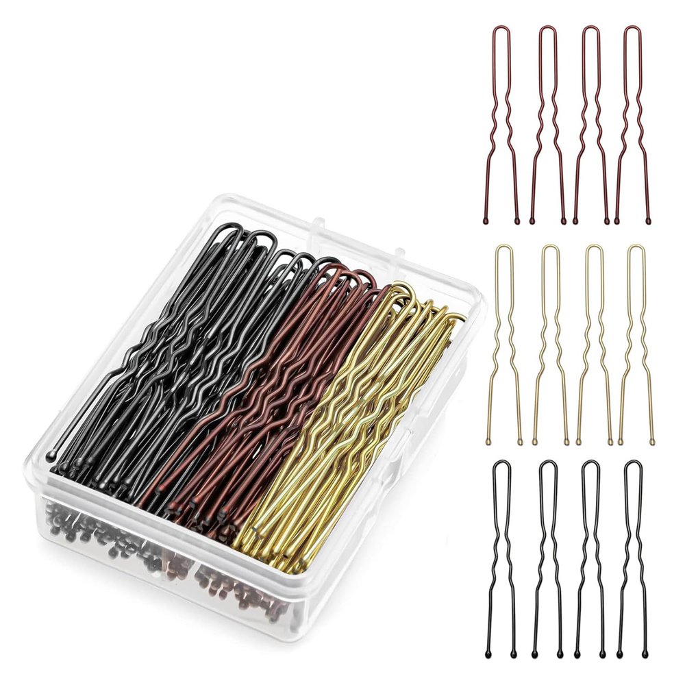 YunYunStrap U Shaped Hair Pins 300-900 Count, 2.4 Inch Buns Waved Hair Pins for Updos with Box for Women Lady Girls Bobby Pins