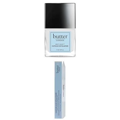 Butter LONDON Cuticle Remover Liquid, Melt Away + Signature Glass Cuticle Pusher