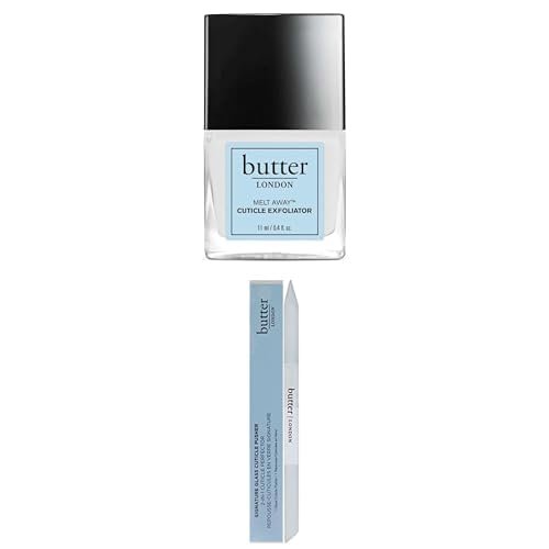 Butter LONDON Cuticle Remover Liquid, Melt Away + Signature Glass Cuticle Pusher