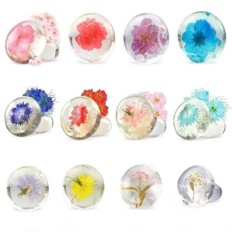 2.82oz / 80g Transparent Handmade Soap with Real Fresh Flower Amino Acid Infused Moisturizing & Hydrating Facial & Body Bar 6 colors pack / 1