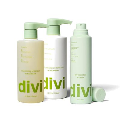 Divi Volumizing Hair Care Set, Includes Full Size Volumizing Shampoo, Conditioner, and Dry Shampoo, Lightweight Hair Care for Fine and Thinning Hair, Adds Volume, Lift, and Bounce, 3 Piece Set