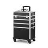 Shoppin Beauty Rolling Makeup Train Case, 4-in-1 Professional Cosmetic Organizer with Drawers, Wheeled Storage Trunk, Black view 2