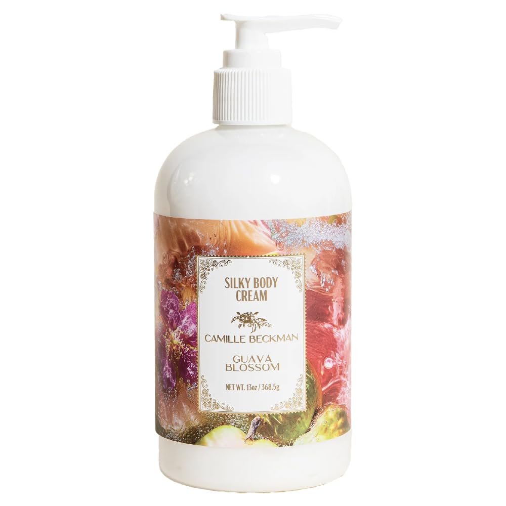 Camille Beckman Guava Blossom Scented Silky Body Cream, Daily Moisturizer for All Skin Types | Non-Greasy Vegan Formula to Nourish and Soften Hands and Body, 13 Ounce