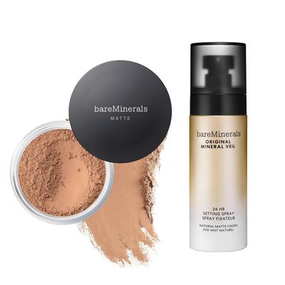 bareMinerals Original Matte Loose Powder Foundation SPF 15, Clean Mineral Powder Face Makeup, Sheer-to-Full Coverage, Reduces Shine, Talc-Free, Non-Comedoge + Mineral Veil Natural Matte Setting Spray
