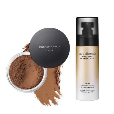 bareMinerals Original Matte Loose Powder Foundation SPF 15, Clean Mineral Powder Face Makeup, Sheer-to-Full Coverage, Reduces Shine, Talc-Free, Non-Comedoge + Mineral Veil Natural Matte Setting Spray