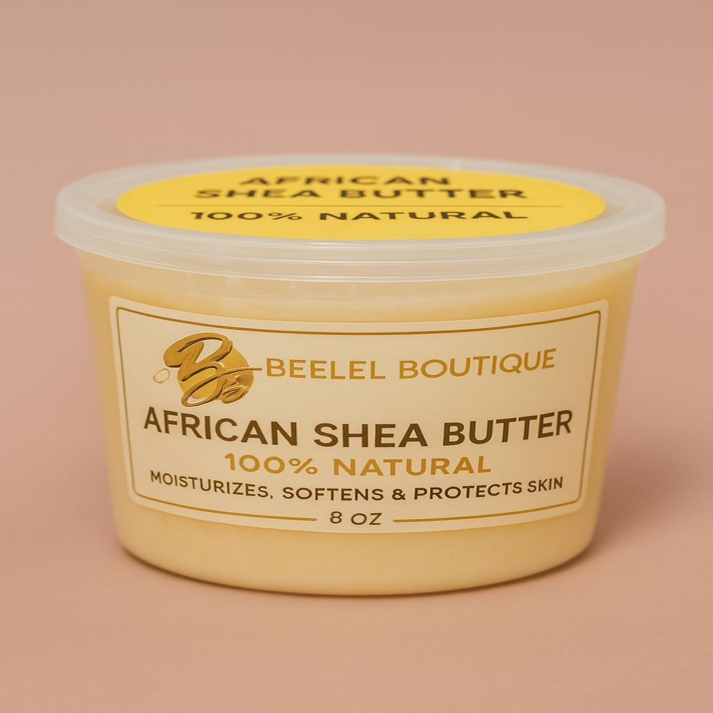 African Shea Butter, 100% Natural Moisturizing Body Butter, Non-Greasy, Quick Absorbing, Rich in Vitamins A E F, 8 oz