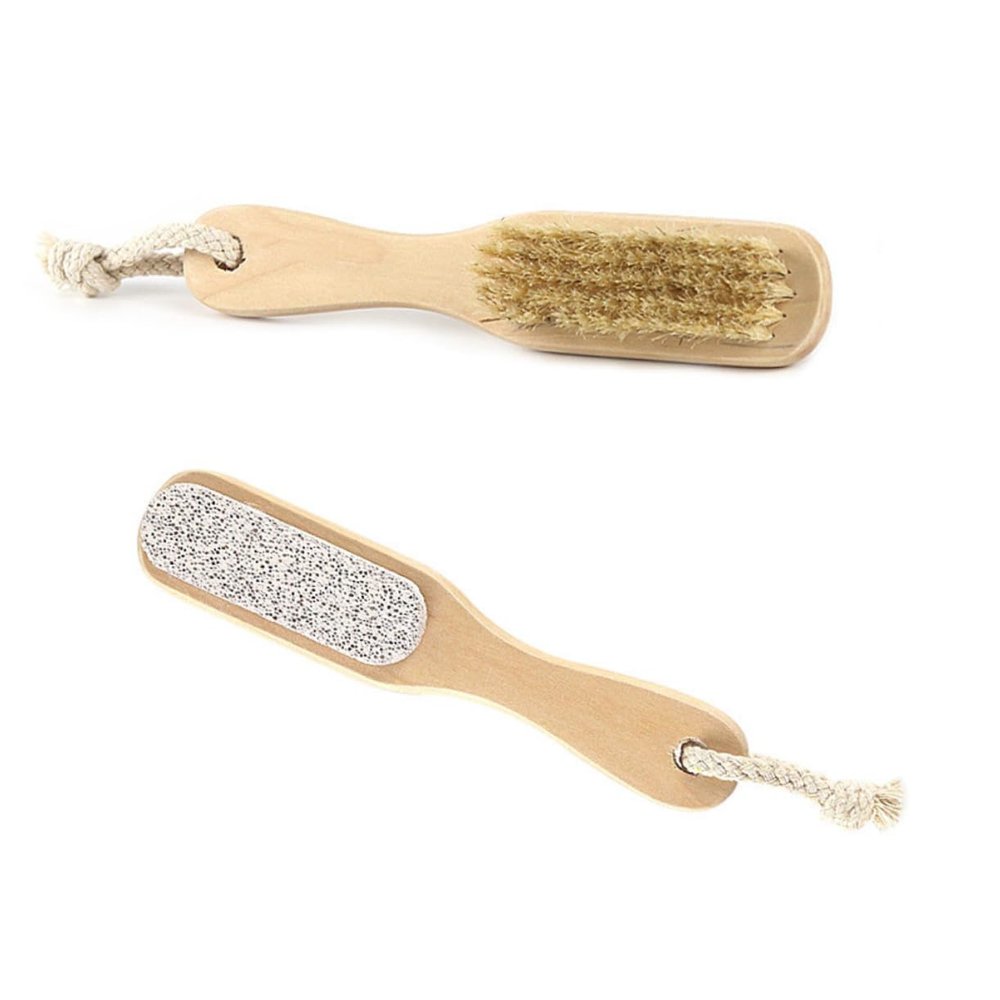 LIFKOME 2pcs Double-Sided Pumice Foot Scraper with Bristles Callus Remover and Dead Skin Remover Foot File for Smooth Pedicure Care