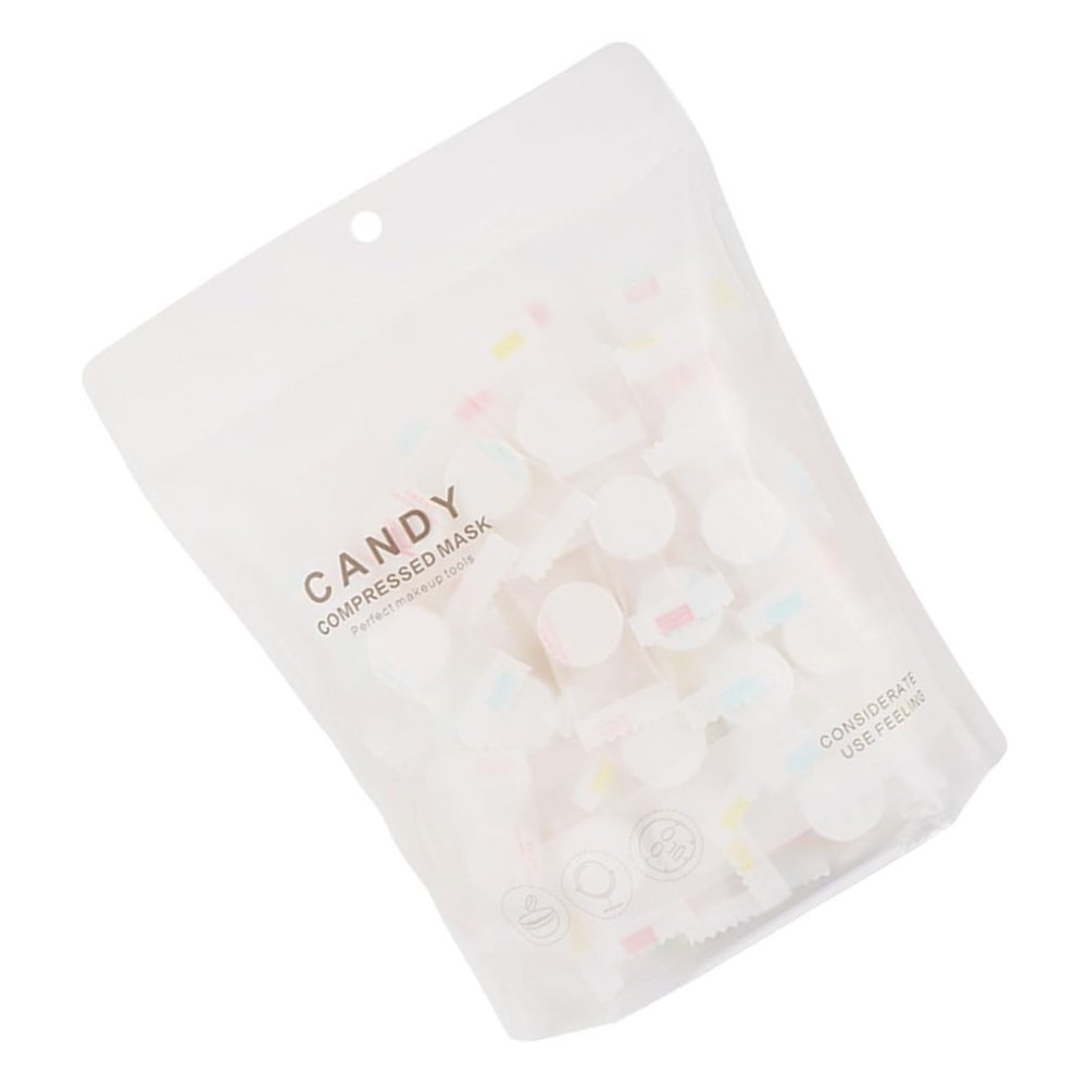 Beatifufu 100pcs Compressed Facial Masks Candy Shape Non-woven Salon Beauty Paper Disposable Travel Facial Skin Treatment Set
