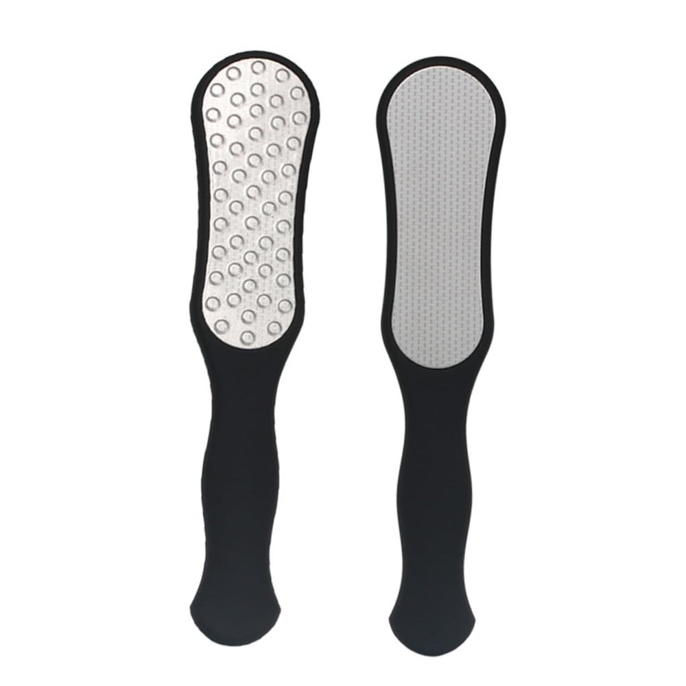 LIFKOME Stainless Steel Double-Sided Foot File Pedicure Tool for Callus Removal Comfortable Grip Scrubber Exfoliator for Dry Rough Skin Professional Home Use Feet Care in Black