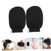 IWOWHERO 2Pcs Exfoliating Bath Gloves for Shower Body Scrubbing Rayon Skin Scrubbing Mitts for Dead Skin Removal and Gentle Massage Reusable Black Exfoliator for Neck Shoulders Feet view 2