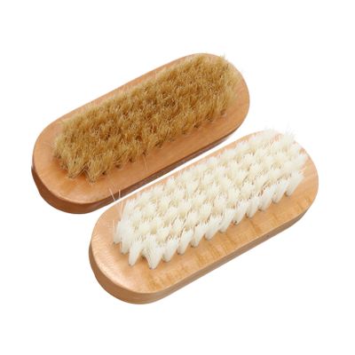 Beatifufu 2pcs Dual-sided Wooden Nail Brush Manicure Tool Firm Comfortable Bristles for Nail Cleaning Portable Compact for Precise Dirt Removal