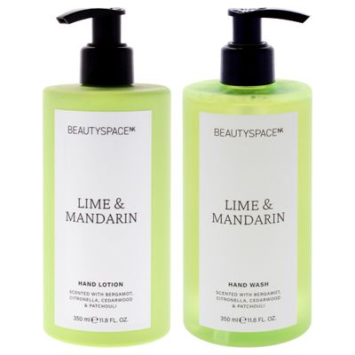 Beauty Space Kit by BeautySpace for Unisex - 2 Pc Kit 11.8oz Hand Wash - Lime and Mandarin, 11.8oz Hand Lotion - Lime and Mandarine