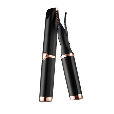 2-in-1 Women's Heated Eyelash Curler - 10s Fast Heat, 3-Temperature (50-80), Anti-Scald Comb, 24H Curl, USB-C Rechargeable, Portable Travel Makeup Tool (Black)