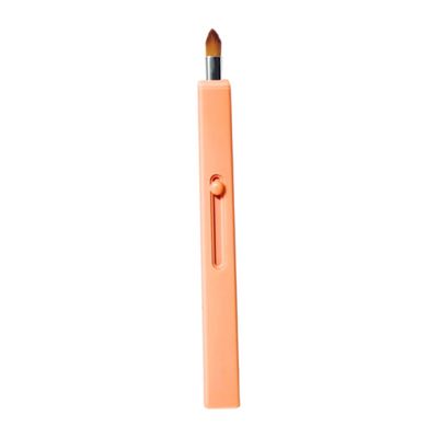 Beatifufu Portable Retractable Lip Brush Makeup Beauty Tool for Lipstick and Eyeshadow Application Warm Orange Compact Lipstick Applicator with Protective Design for Travel and Daily Use