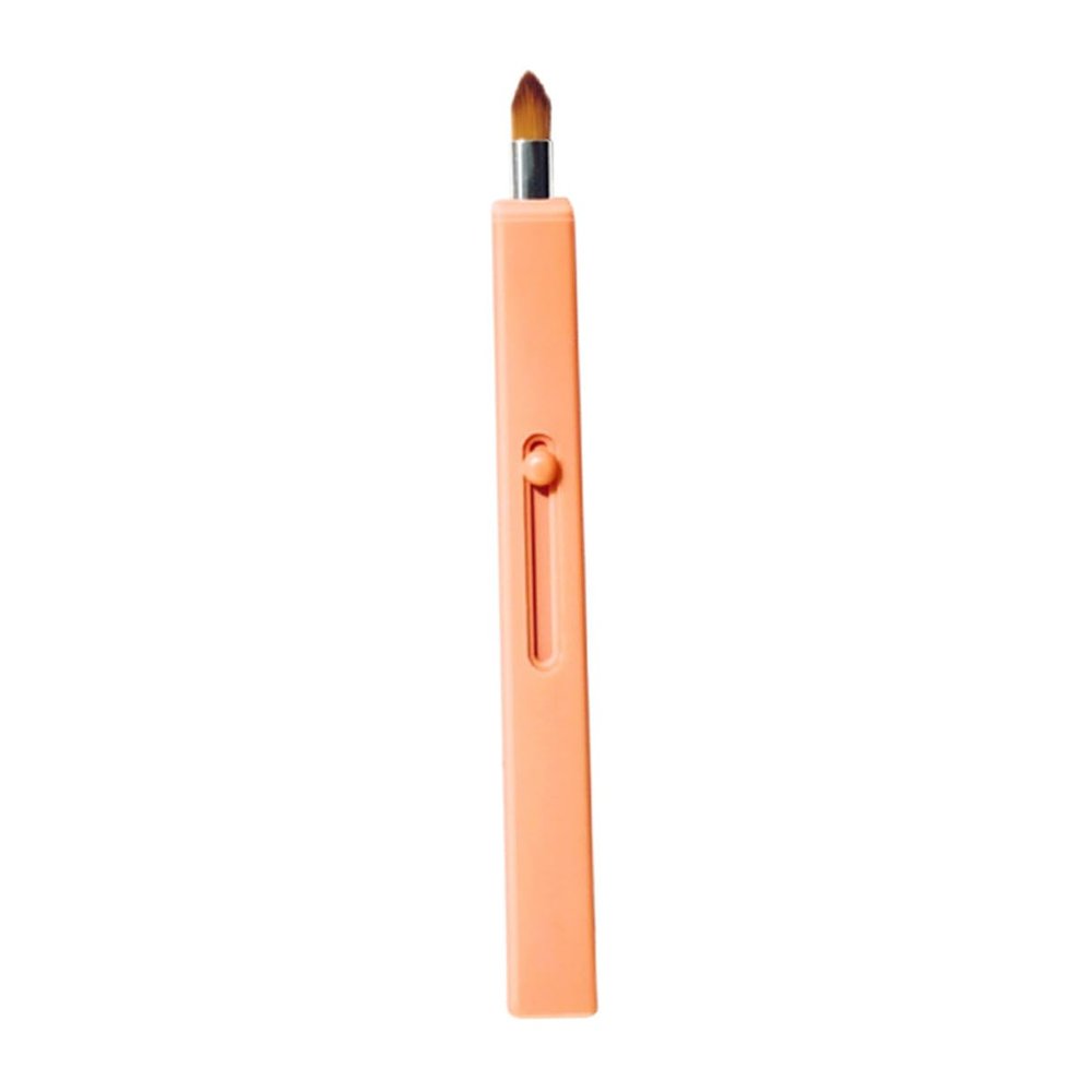 Beatifufu Portable Retractable Lip Brush Makeup Beauty Tool for Lipstick and Eyeshadow Application Warm Orange Compact Lipstick Applicator with Protective Design for Travel and Daily Use