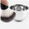 Beatifufu 2pcs Stainless Steel Shaving Kit with Black Brush and Metal Soap Bowl for Men Hair Brush Producing Rich Lather Comfortable Soft Bristles for Smooth Shaving Experience Portable view 2