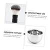 Beatifufu 2pcs Stainless Steel Shaving Kit with Black Brush and Metal Soap Bowl for Men Hair Brush Producing Rich Lather Comfortable Soft Bristles for Smooth Shaving Experience Portable view 3